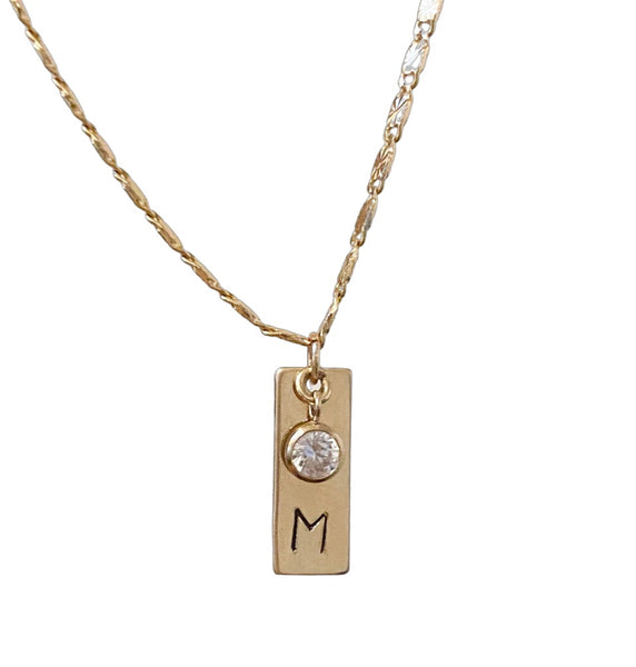 14k Stamped Initial w/ stone