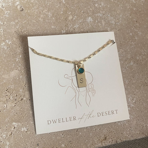 14k Stamped Initial w/ stone