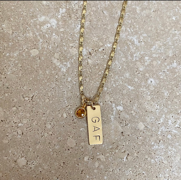 14k Stamped Initial w/ stone